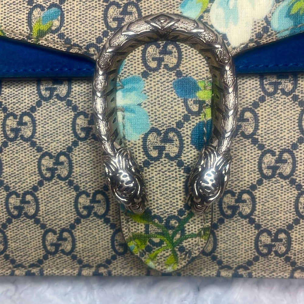 Gucci GG Supreme Dionysus Blooms Floral Mini Chain Shoulder Crossbody Bag Blue - Picture 4 of 17